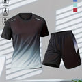Gradient Motion Fitness Wear Summer Casual Set Short Sleeve Shorts