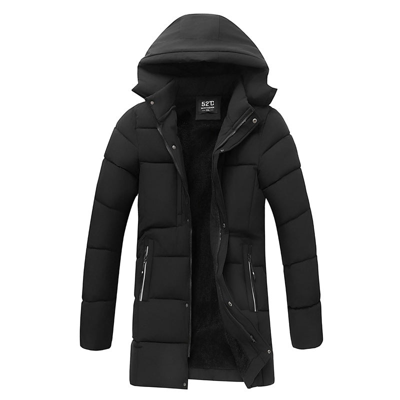 Men's Thick Mid-length Hooded Cotton Jacket