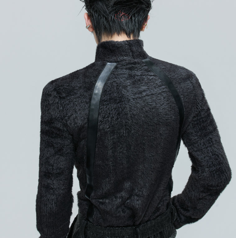 Heavy Deconstruction Anti-marten Fur Plush Bottoming Shirt Slim Fit High Collar Warm Top