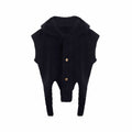 Fake Two Pieces Placket Hooded Sweater Coat