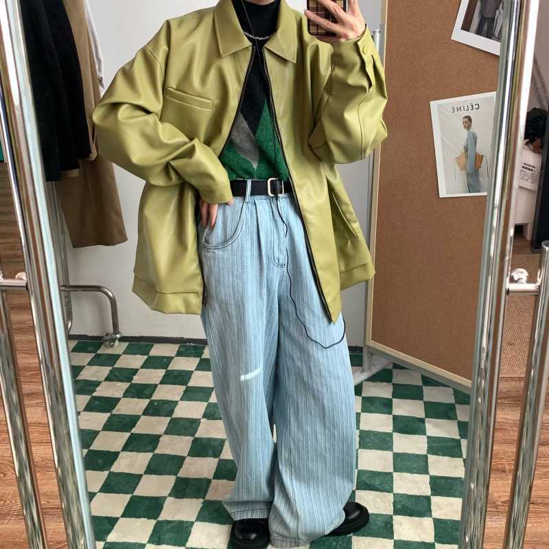 Leather Tide New Loose Type Lazy Solid Color Casual Men