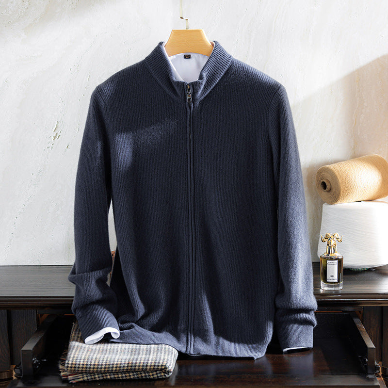 Men's Zippered Fashion Round Neck Sweater