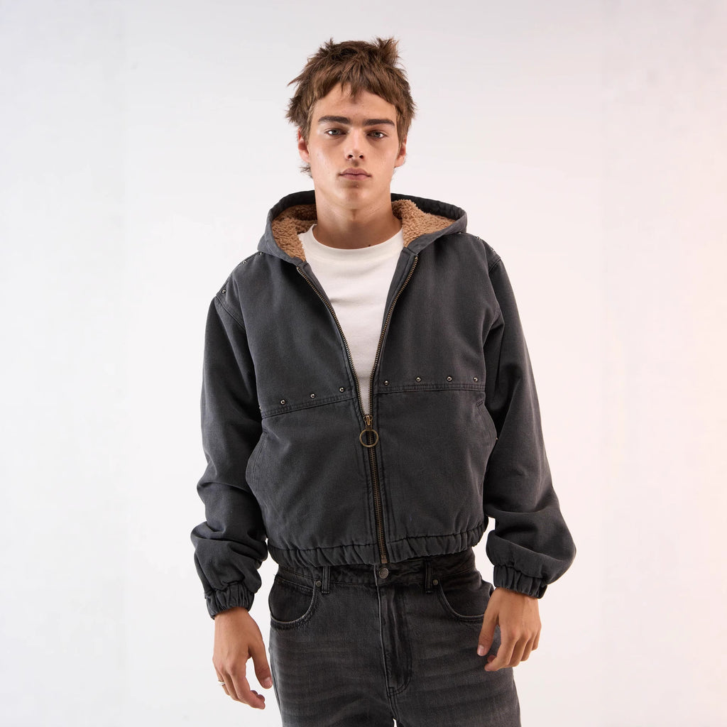 Fleece-lined Denim Jacket Fashionable Casual Hooded Sweatshirt