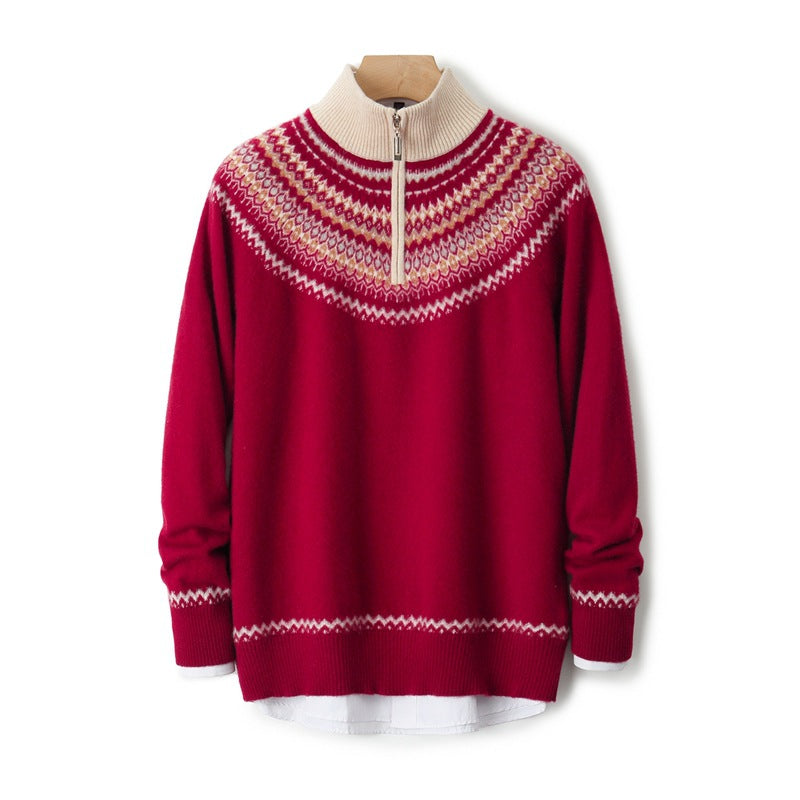 Autumn And Winter Thickening Sweater Stand Collar Outer Wear Casual Bottoming Shirt