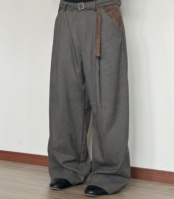 Retro Houndstooth Pattern Loose Wide-legged Versatile Casual Pants