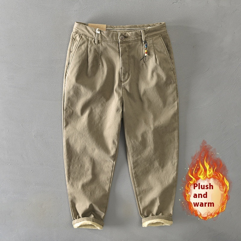 Casual Harem Pants Autumn And Winter Men's Fleece-lined Thickened
