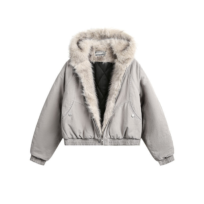 Winter American Street Trendy Short Fur Collar Cotton Coat