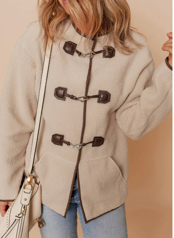 Apricot Toggle Button Teddy Women's Coat
