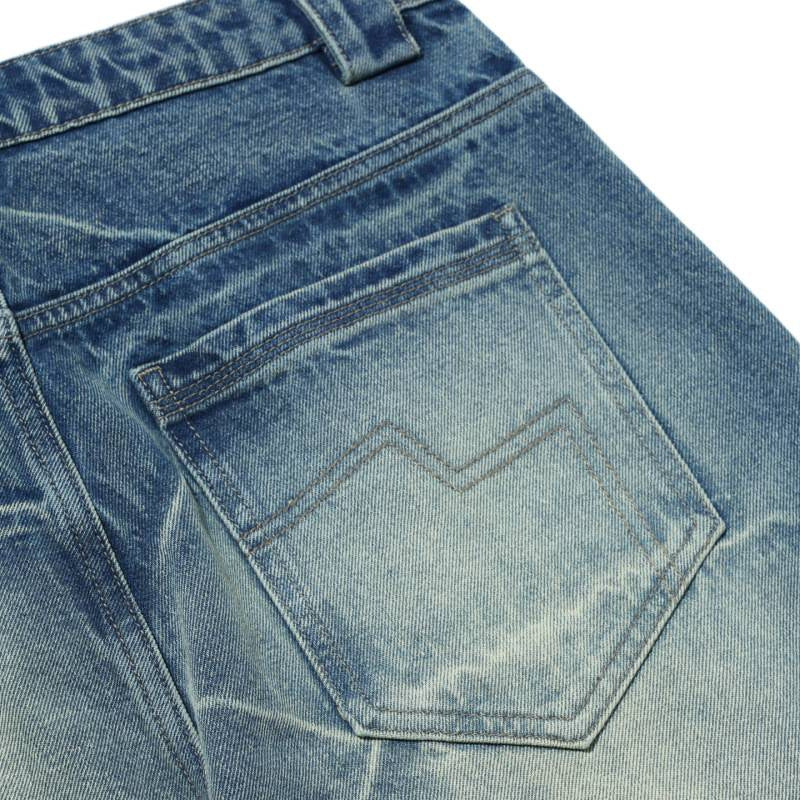 Lightning Texture Frayed Washed Wide-leg Jeans