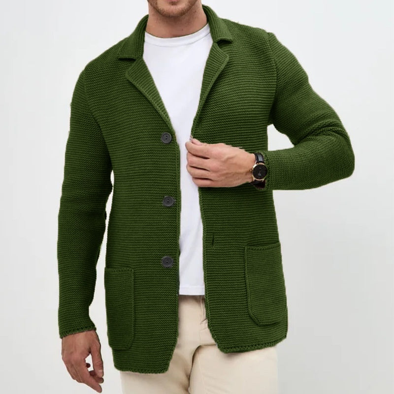 New Sweater Cardigan Men's Lapel Knitted Suit Jacket