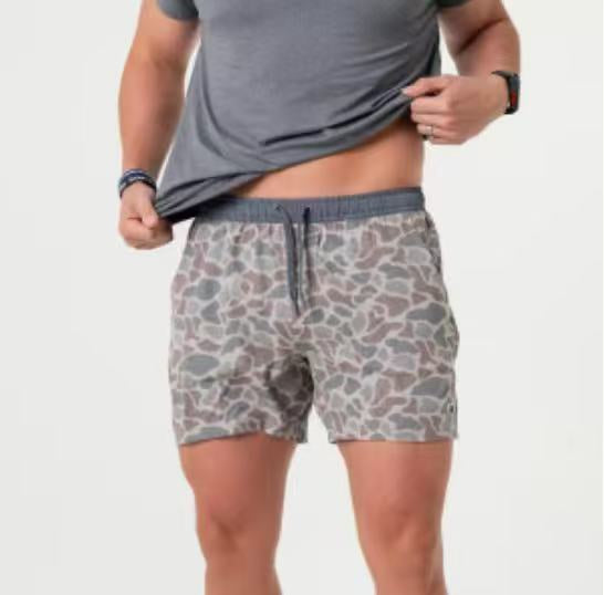 Men's Loose-Fit Beach Shorts With Digital Camouflage Print