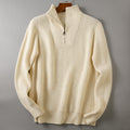 Soft Knit Fabric Men's Half-zip Sweater Solid Color Youth Knitwear