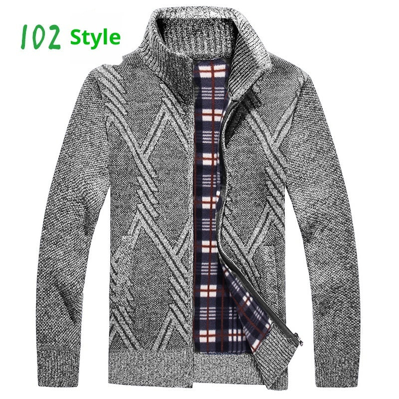 Fashion Men's Sweater Stand Collar Zipper Cardigan Outerwear