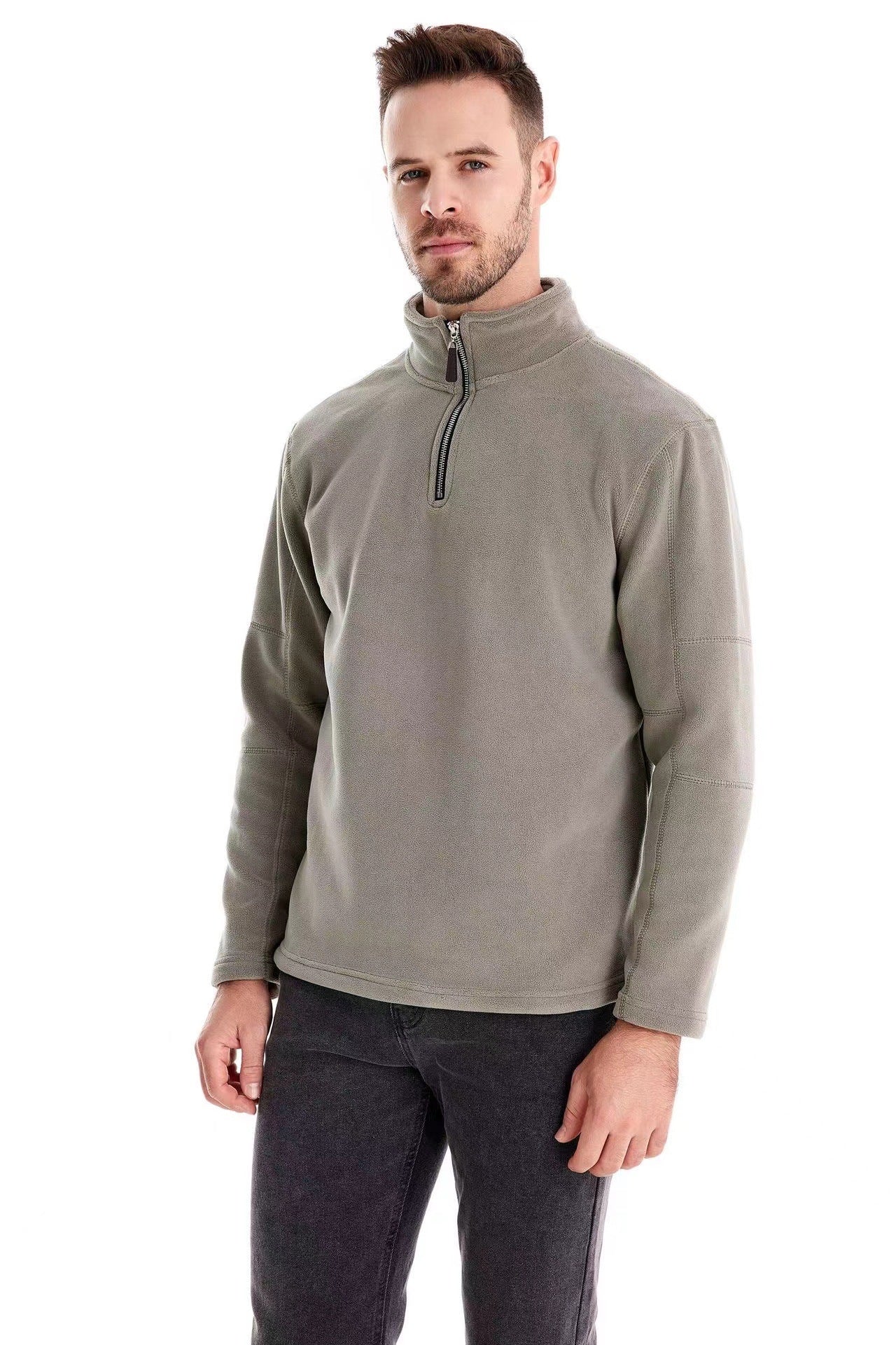 Men's Lambswool Padded Thickened Stand-Up Collar Sweater Top