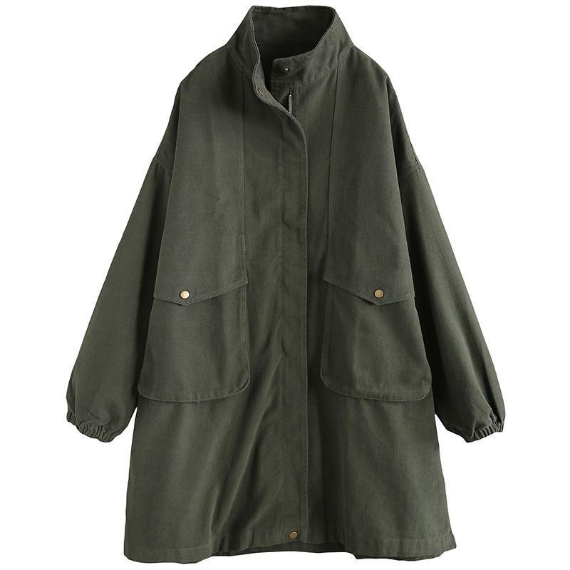 Loose Plus Size Workwear Windbreaker Female Art Jacket Long-sleeved