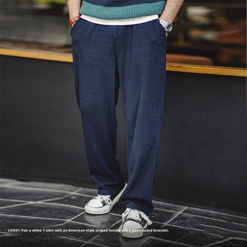 American Retro Knitted Loose Drooping Straight Casual Pants