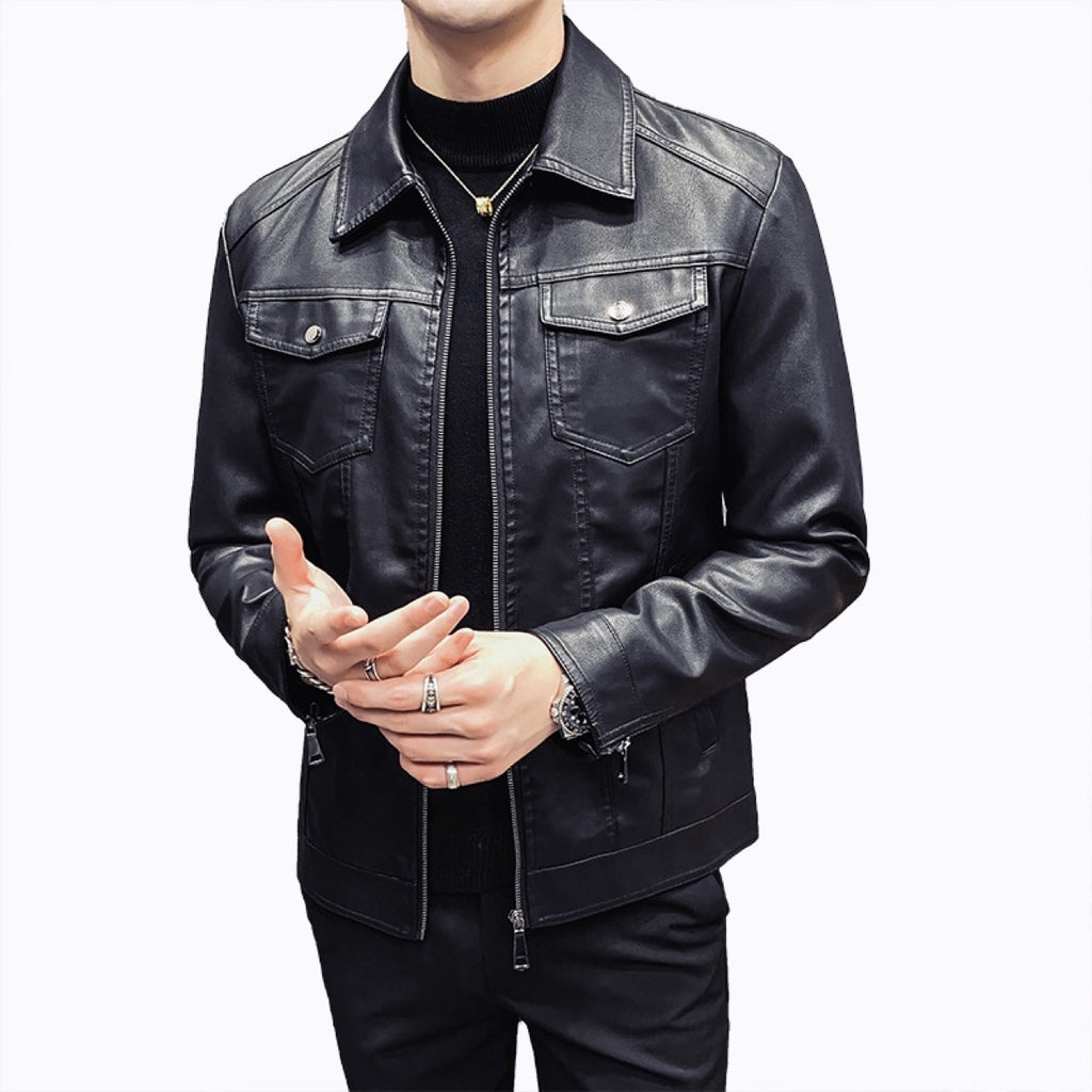 Fall Winter Men Quilted Casual Leather Clothing