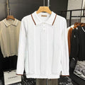 POLO Shirt Collar Color-blocking Long Sleeve Knit Sweater