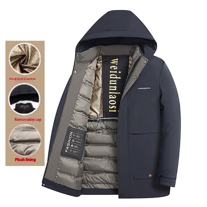 Winter Men's Velvet Thickening Padded Jacket Business Casual Down Cotton-padded Coat