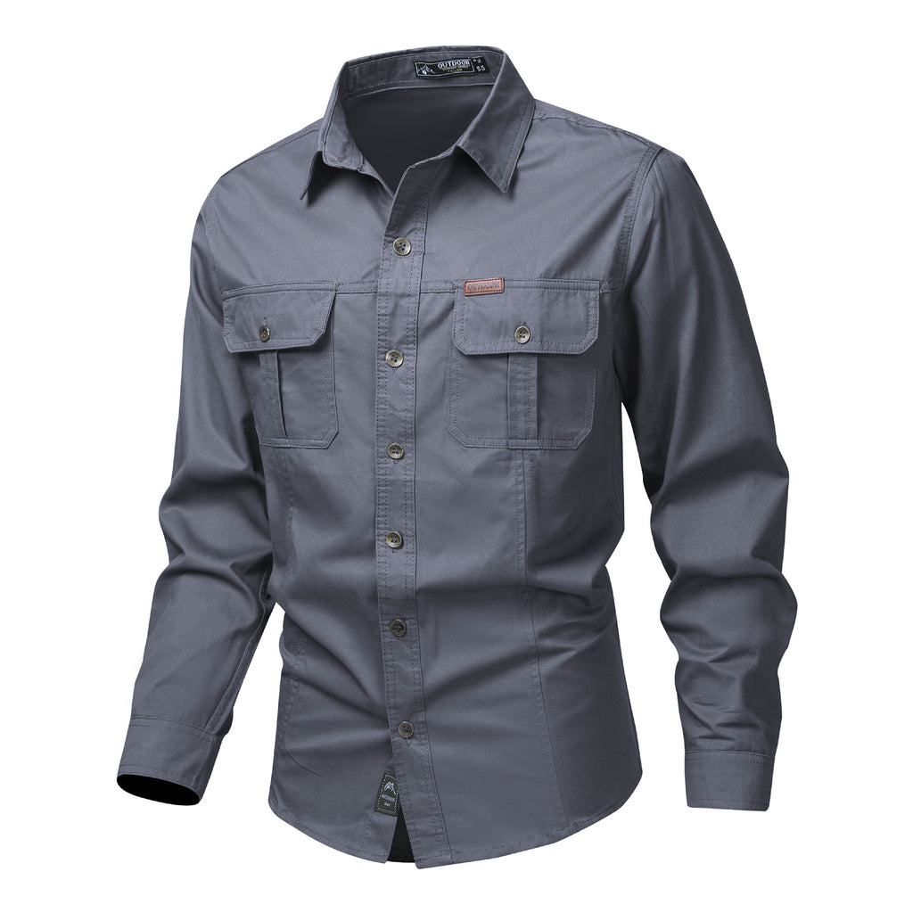 Men's Casual Loose-fit Long-sleeve Work Shirt