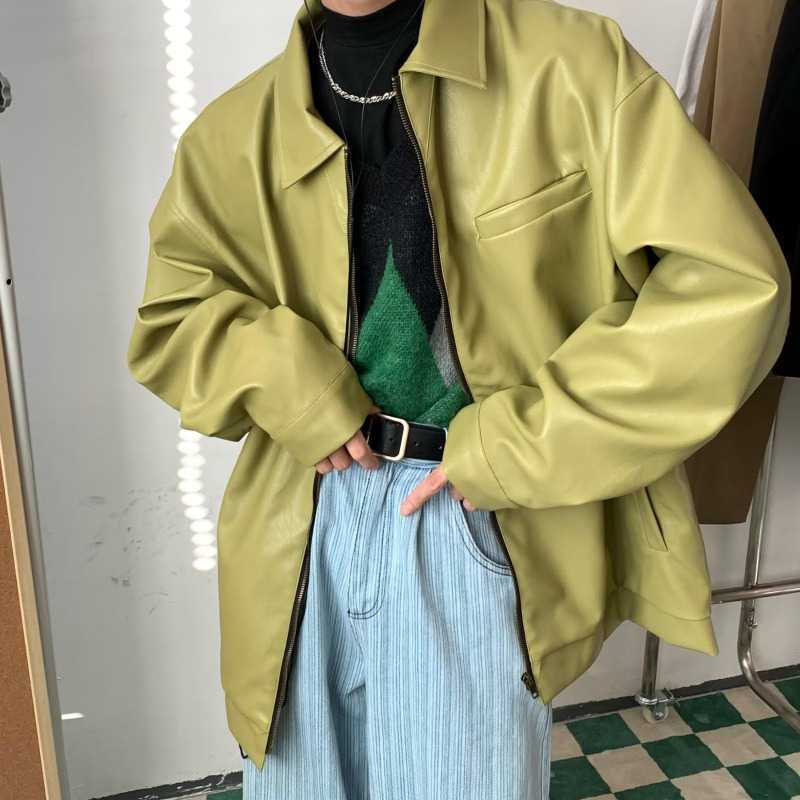 Leather Tide New Loose Type Lazy Solid Color Casual Men