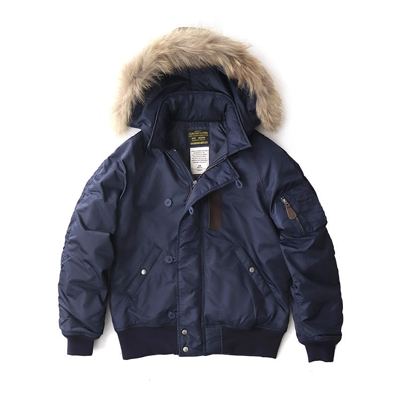 Jacket Men's Retro Short Thick Fur Collar