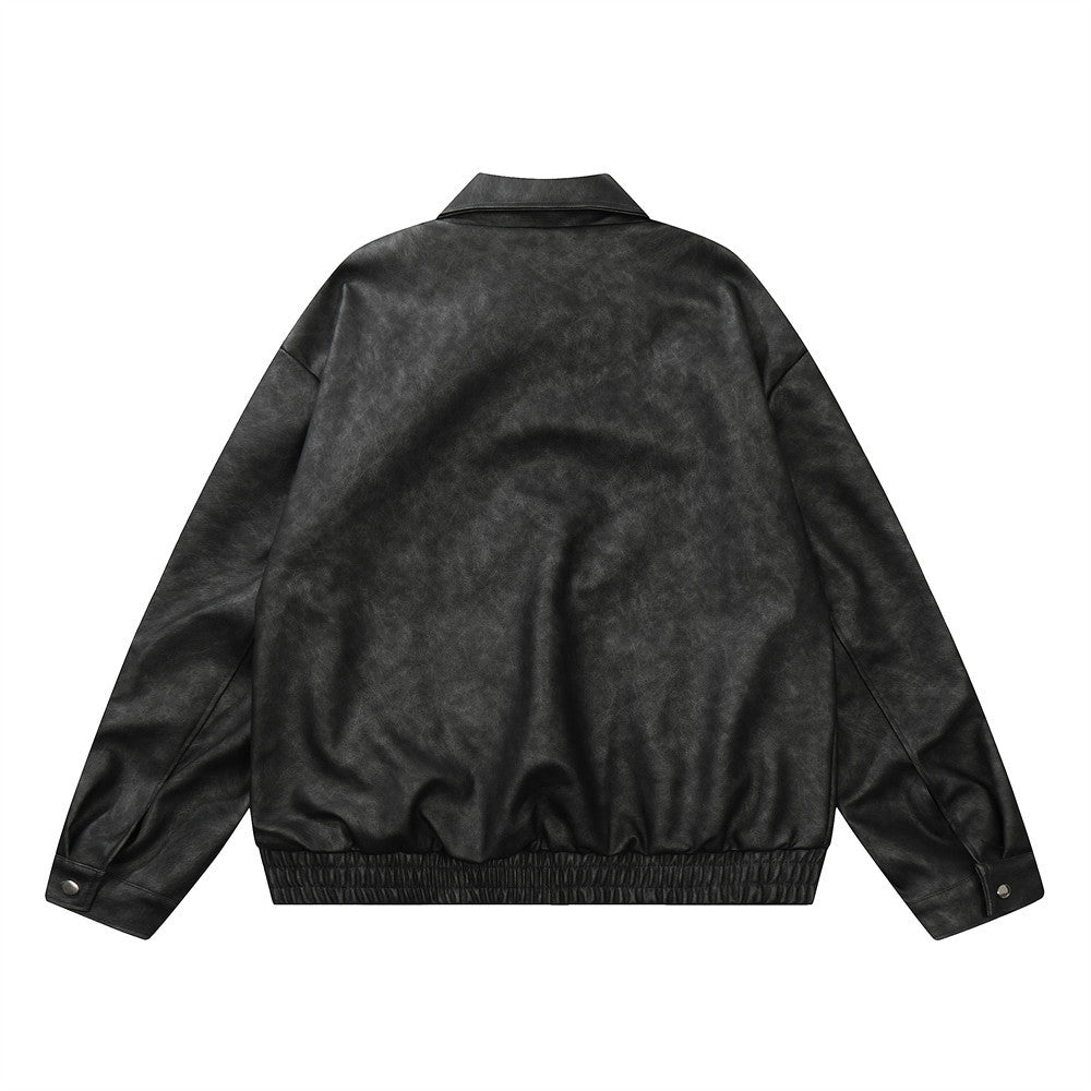 Men's FallWinter Loose Casual Leather Clothing Coat