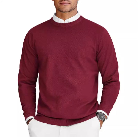New Men's Round Neck Sweater Long Sleeve Knit