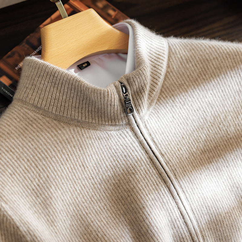 Men's Zippered Fashion Round Neck Sweater
