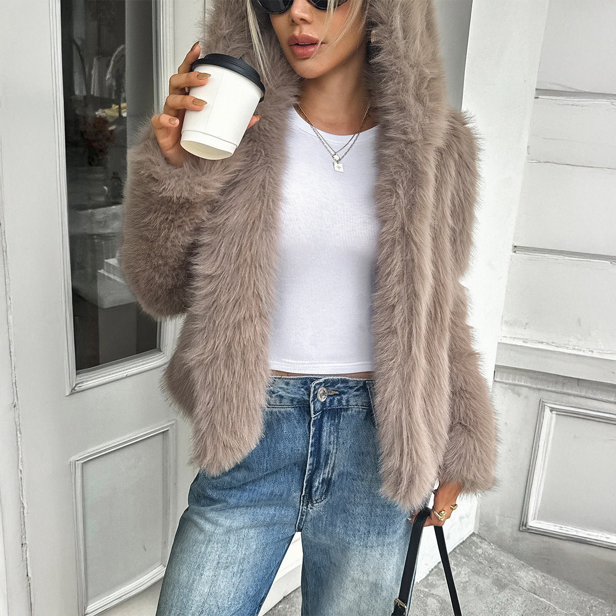 Fleece Long Sleeve Coat Women's Clothing