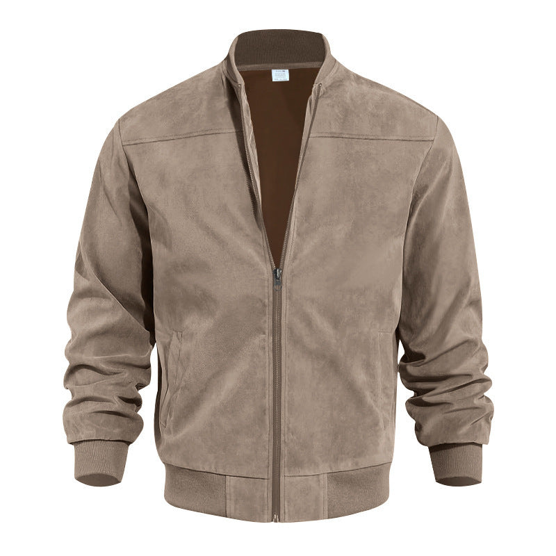 Men's Suede Flight Jacket Solid Color