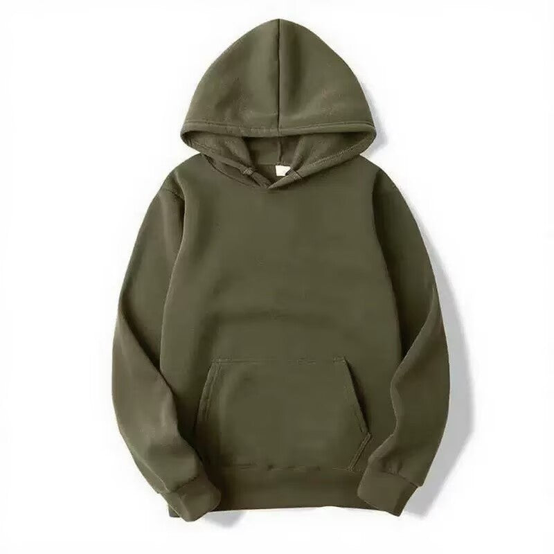 AutumnWinter Fleece Solid-Color Hoodie Same Style As Loose-Fit Casual Sports Hoodie For Couples