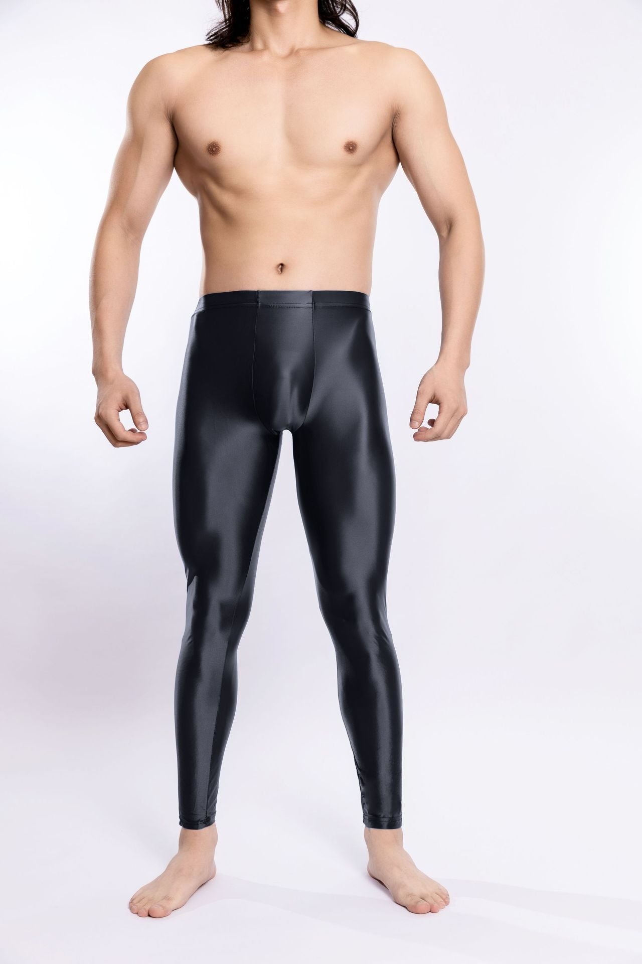 Glossy Silky Bodybuilding Ankle-length Pants