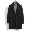 Male Solid Color Worsted Wool Mid-length Slim-fit Coat