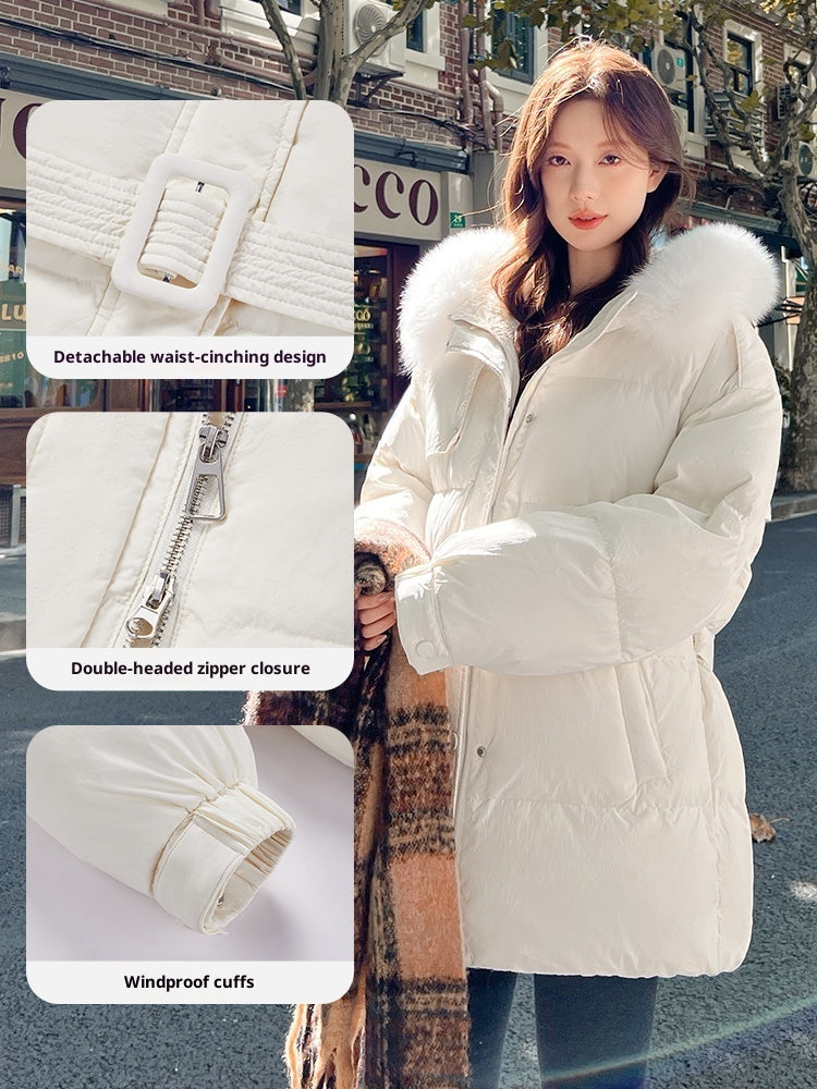 Women's Mid-length Fox Fur Collar Down Jacket