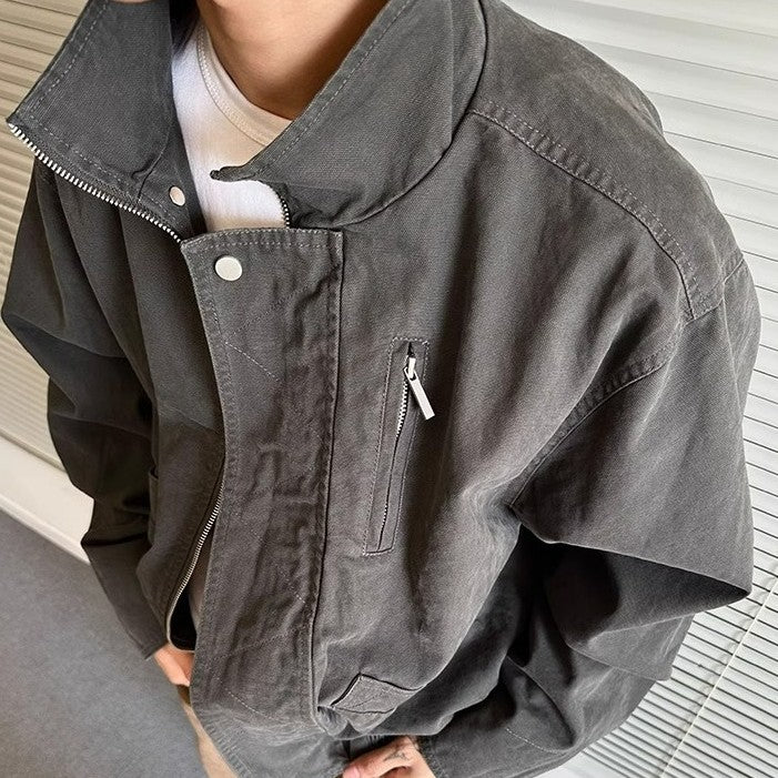 Stand Collar Short Vintage Work Jacket