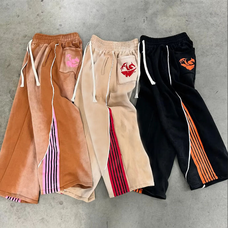 High Street Hip Hop Trendy Casual Contrast Color Pants