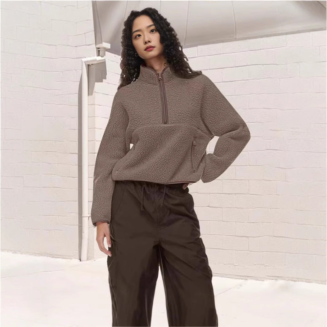 Casual Women's Top Half-zip Loose Sweatshirt