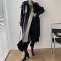 Retro Women's Mid-length Waist Slimming Pu Coat