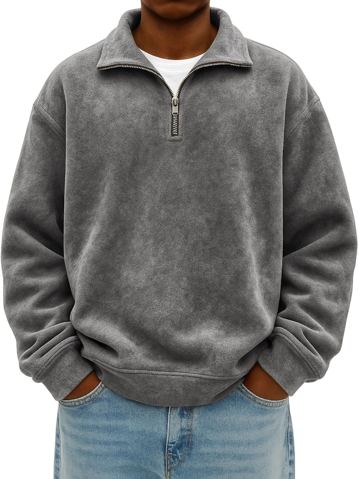 New Stand Collar Loose Drop Shoulder Men's Sweatshirt