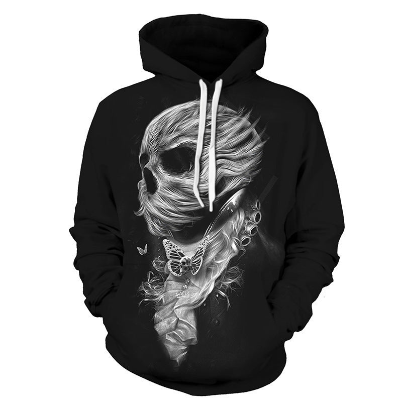 Halloween Skull Digital Print Hoodie