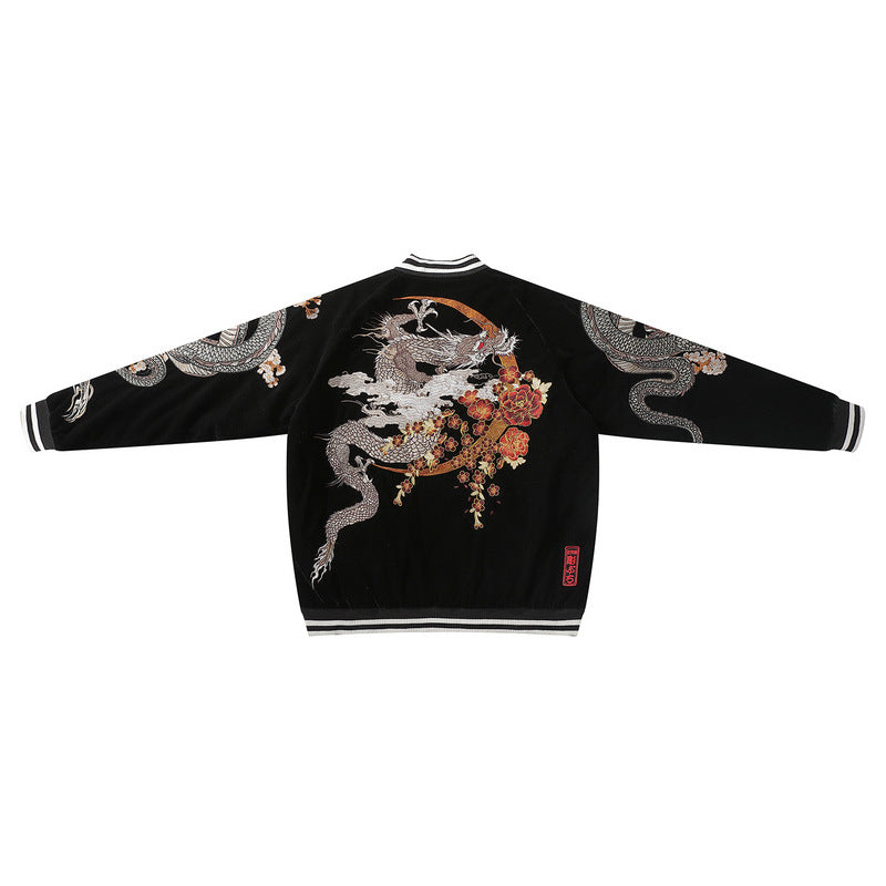 Men's Cotton Jackets Yokosuka Embroidered Dragon Tattoo Chinese Style