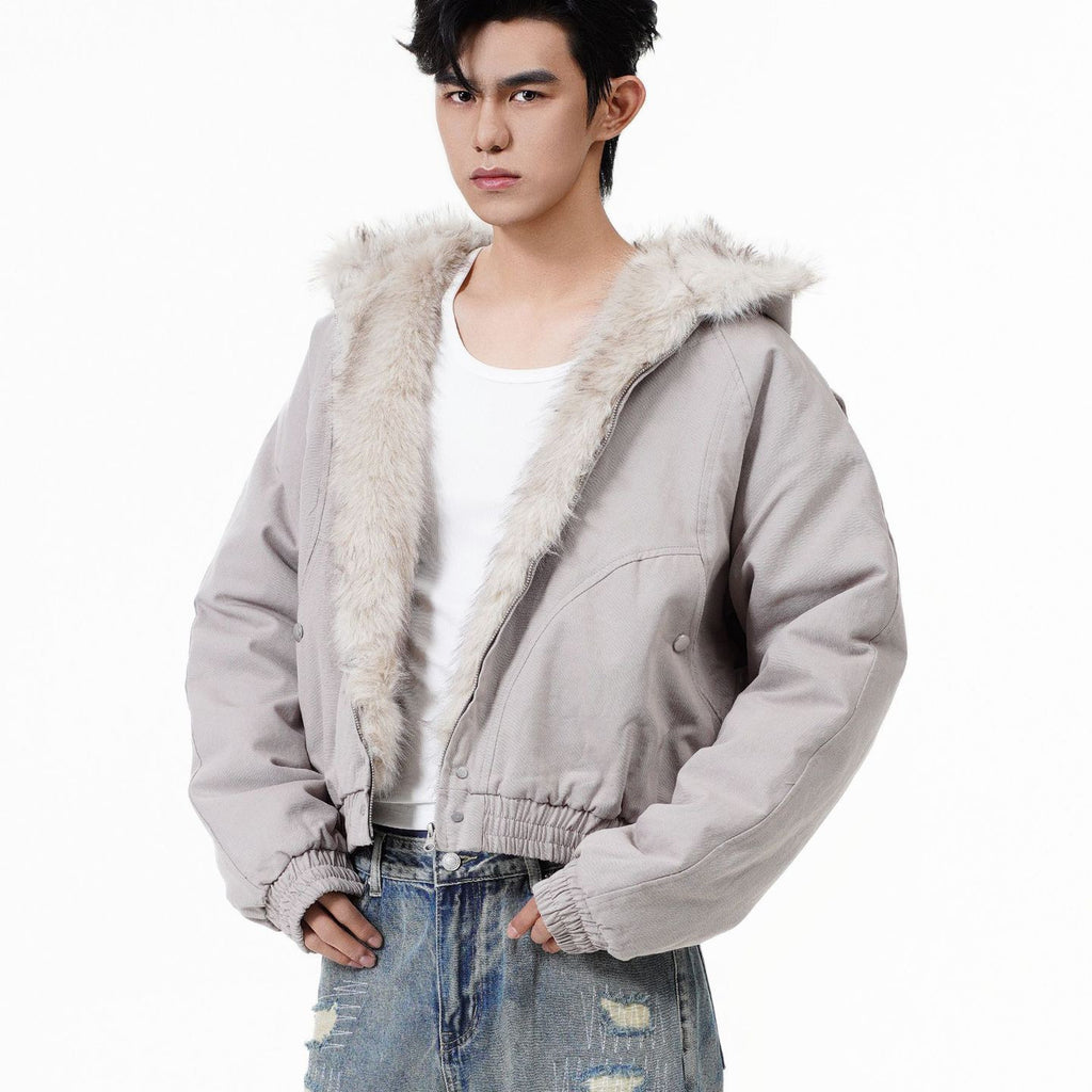 Winter American Street Trendy Short Fur Collar Cotton Coat