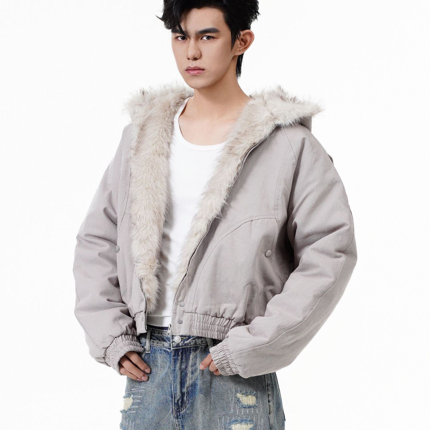 Winter American Street Trendy Short Fur Collar Cotton Coat
