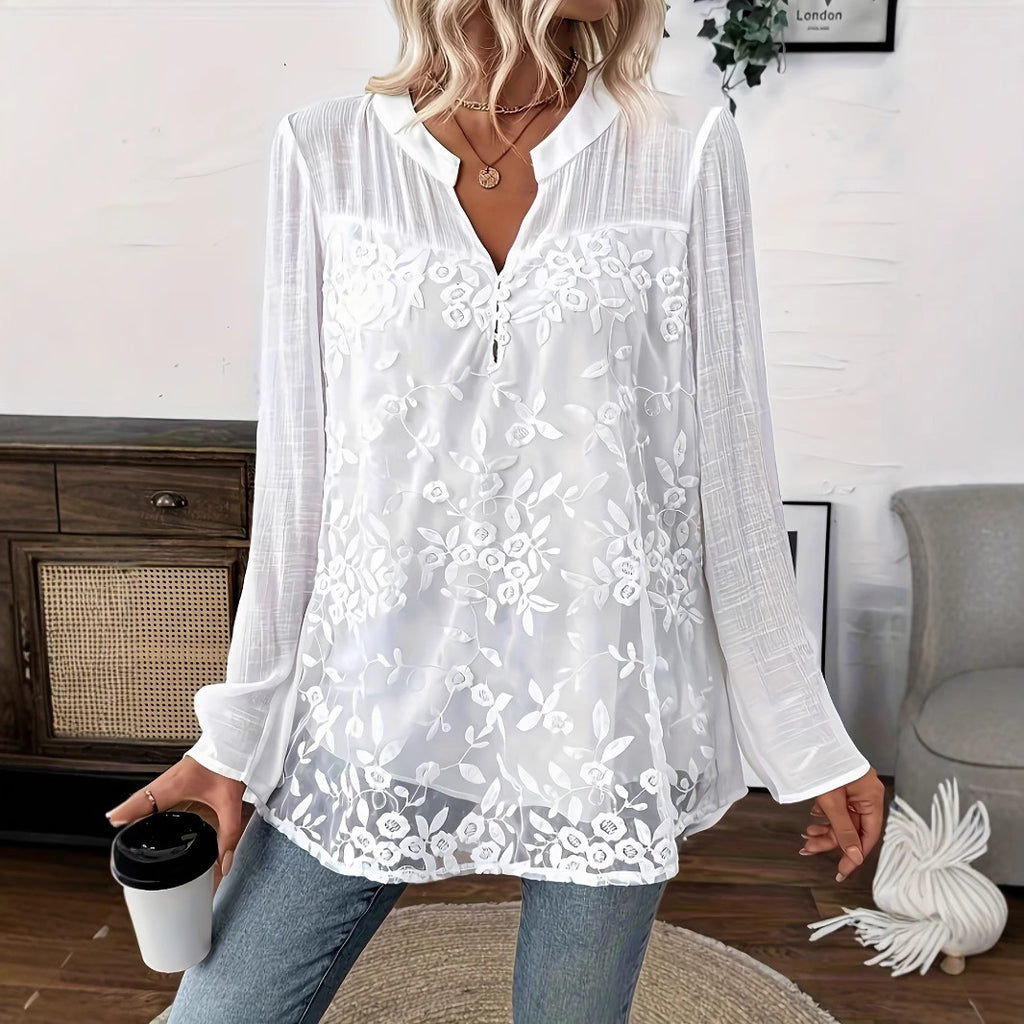 European And American-style Lace-patch Casual Pullover Shirt