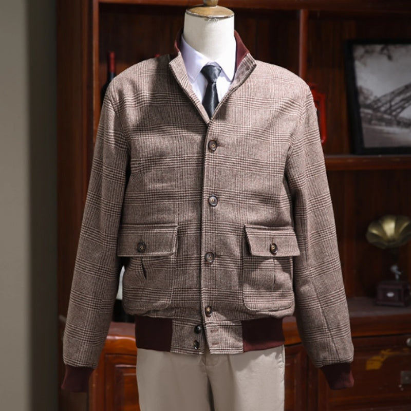 Tweed Short Stand-collar Single-breasted Light Luxury Retro Slim-fit Coat