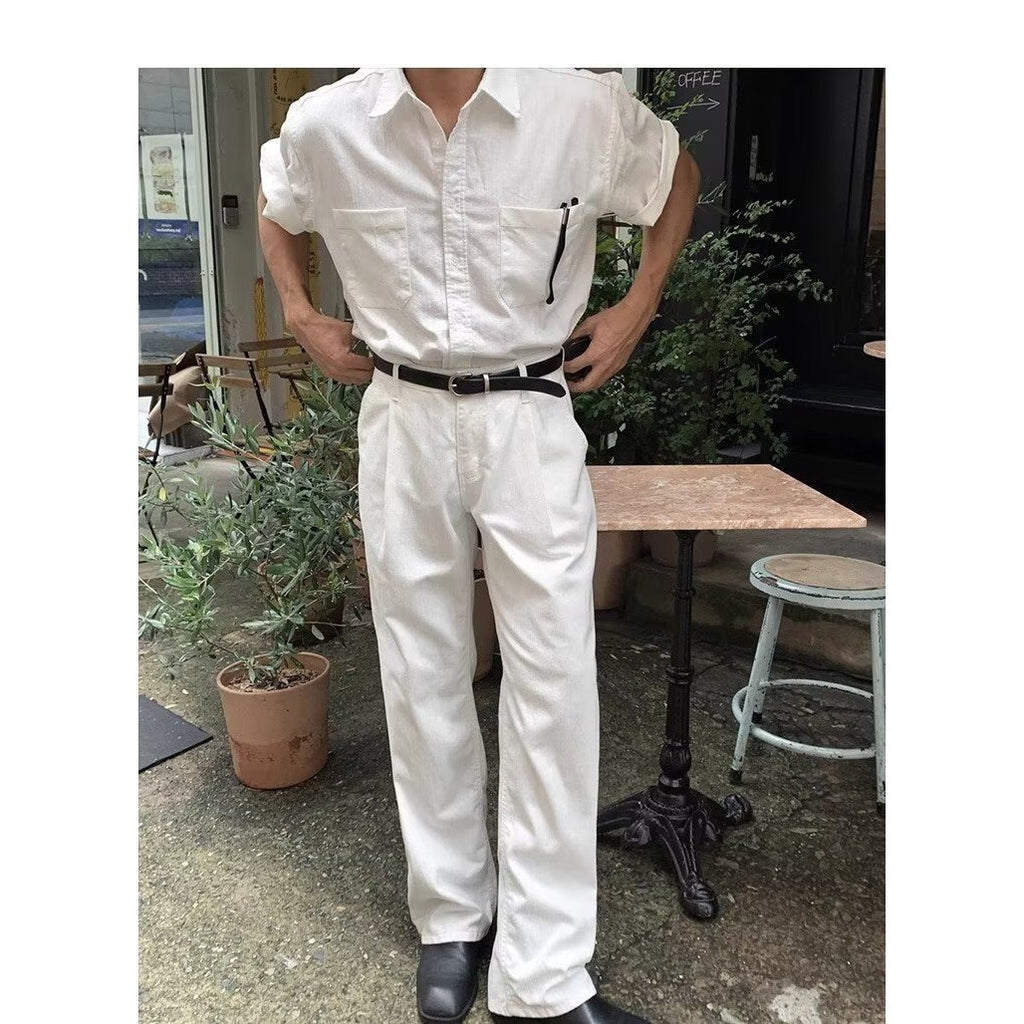 Casual Short-sleeved Shirt Japanese Minimalist Men
