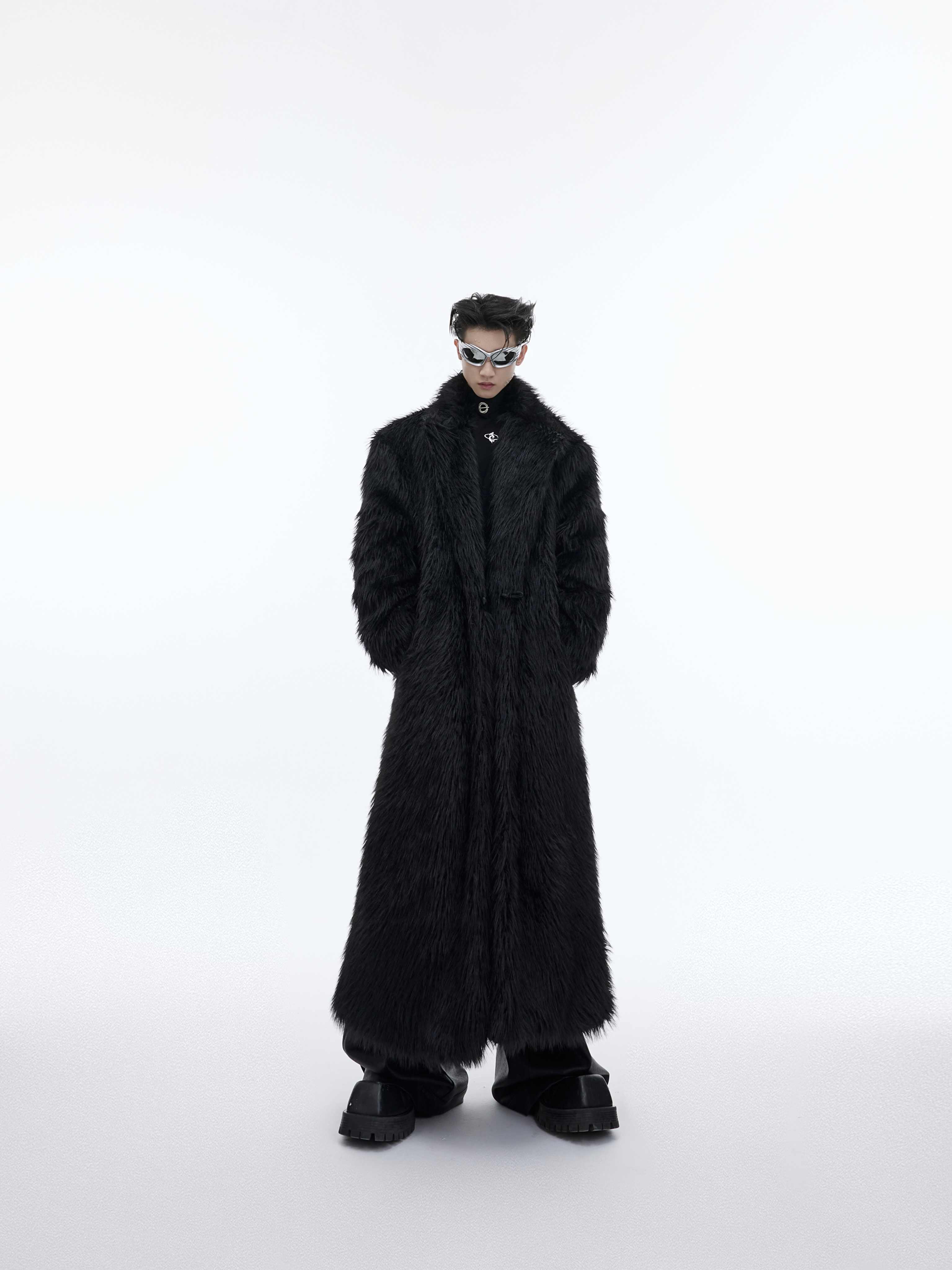 Mink-proof Fur Overcoat Coat Long Below The Knee Plush Trench Coat