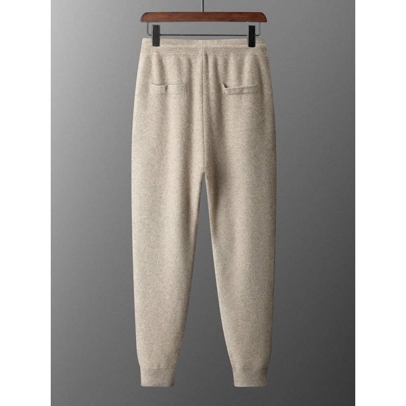 Men's Wool Mid-Seam Knitted Warm Cuffed Pants For Spring And Autumn Business Casual Wear