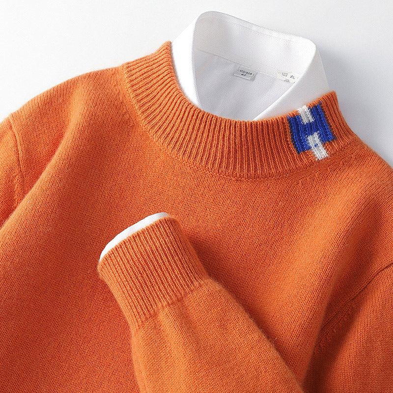 Jacquard Sweater Casual Trendy Knit Oversized Wool Base Shirt